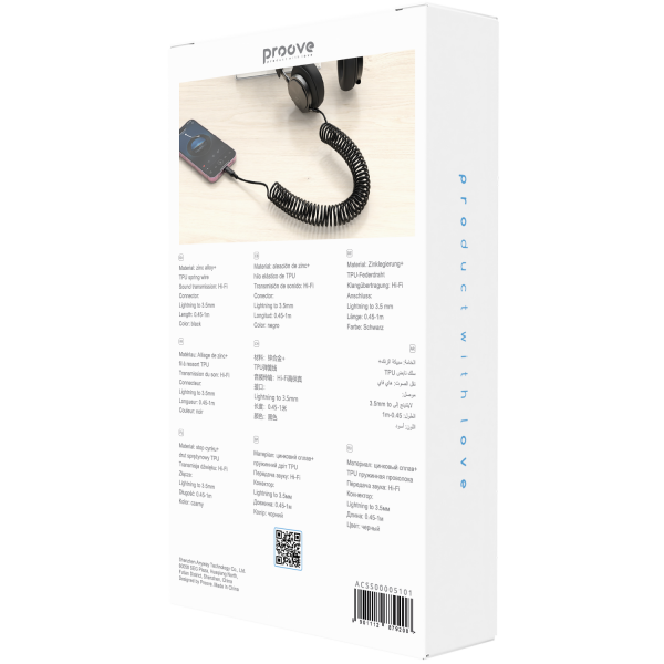 Cable AUX Proove Steel Spring Lightning to 3.5 (1m) - Photo 2
